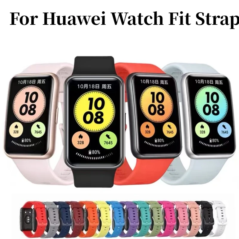 

15 Colors Silicone Strap For Huawei Watch Fit Original Smart Watch Sports Bracelet Wristband For Huawei Fit Watch Strap correa