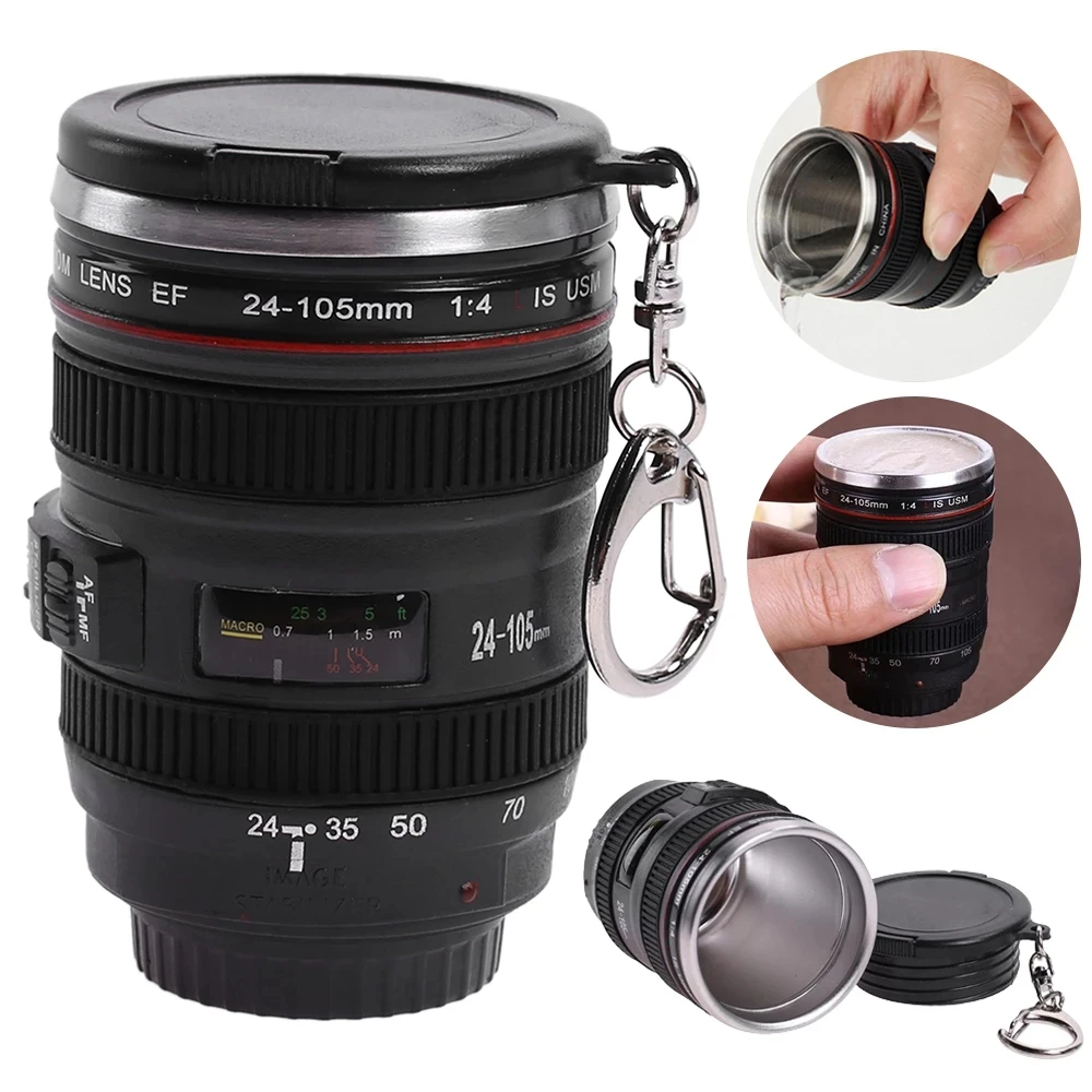 

50ML Camera Lens 24-105mm 1:1 Scale Creative Coffee Tea Mug Water Bottle Home Drinkware Camera Lens Portable Cup with Lid