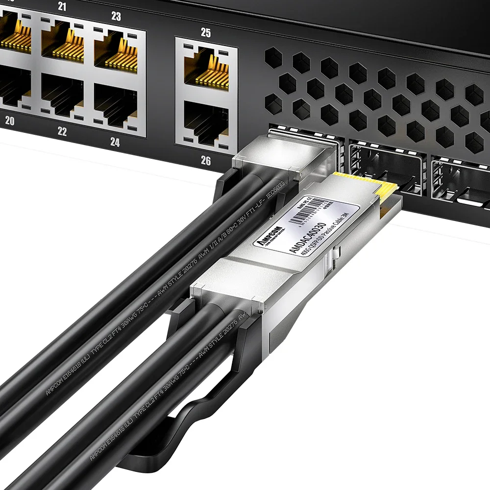 AMPCOM Стандартный совместимый 400G QSFP-DD медный кабель Twinax с прямым приводом для Cisco