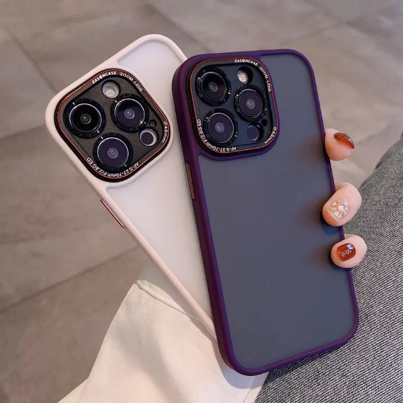 

Metal camera lens protection phone case for iPhone 15 14 13 Pro Max Luxury full cover matte silicon back case for iPhone 15 Plus