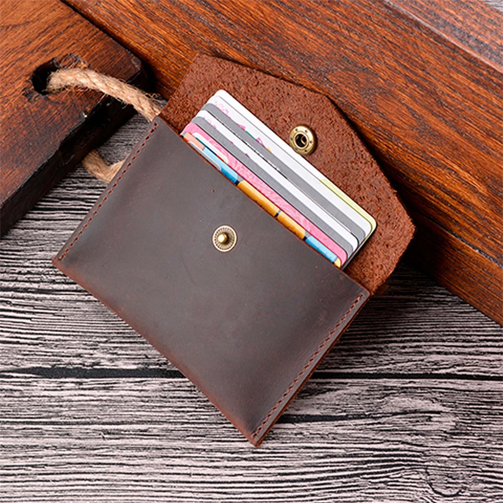 Винтажный держатель для кредитных карт из кожи Крейзи Хорс визитница в стиле