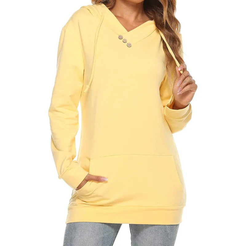 

2022 Spring New Women Long Sleeve All-matching Pullover Irregular Hem Hoodies With Pocket Women Casual Hoodie