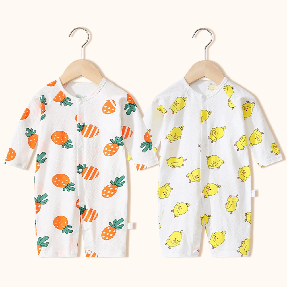 Летний комбинезон для младенцев на тонком белье с длинным рукавом для весны, обеспечивающий кондиционирование воздуха и дышащую одежду для возраста от 0 до 2 лет.