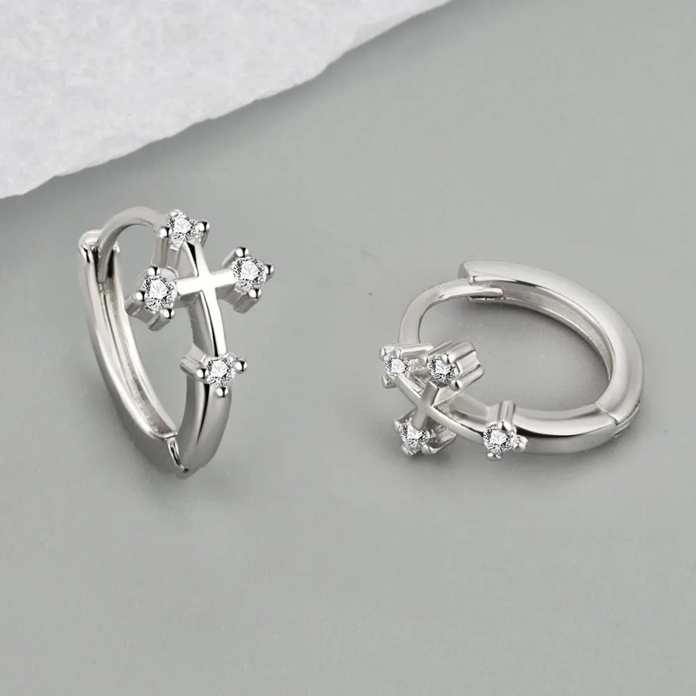 

Женские серьги-кольца из серебра 925 пробы, с цирконом