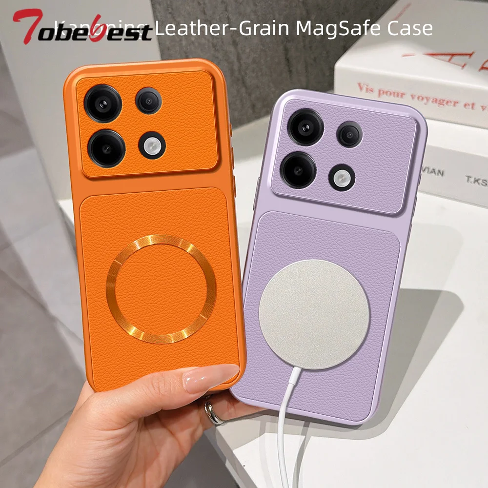 Фото Чехол для беспроводной зарядки Magsafe для Xiaomi Redmi Note 13 12 Turbo 11 Pro 4G 5G, чехол Candy из искусственной кожи, мягкая задняя крышка из овечьей кожи №1