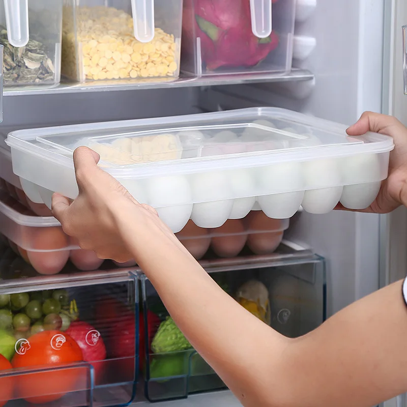 

34 Grid Clear Egg Storage Box Plastic Shockproof Dumpling Egg Holder Kitchen Drawer Refrigerator Organizer 34x26x7.5cm