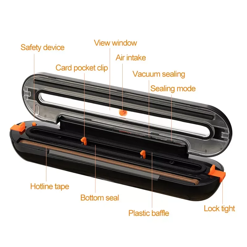 Вакуумный упаковщик пищевых продуктов NEW LIFE вакуумный черного цвета в комплекте