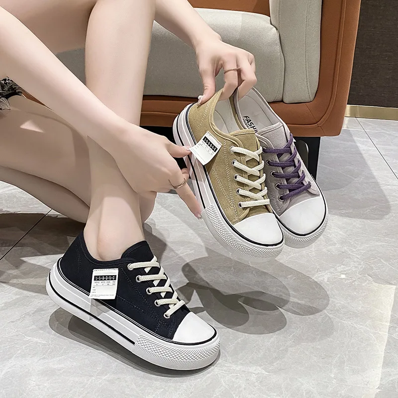 

2022 Thick-soled White Shoes Women's New Summer Mesh Mesh Breathable Lazy Casual Women's Shoes All-match Canvas Shoes