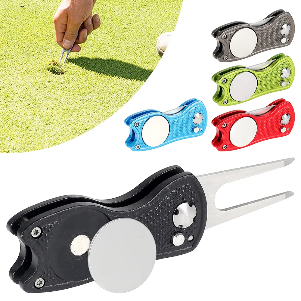 Divot Repair Tool Stainless Steel Golf Pitchfork Foldable Lightweight Portable Non-slip Golf Putting Fork For Outdoor Golf