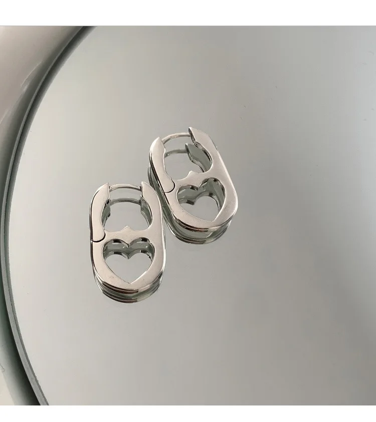 Silver Color Hollow Double Heart Earrings for Women Korean Style Design Ear Buckle 2022 Korea Fashion Jewelry Accessories