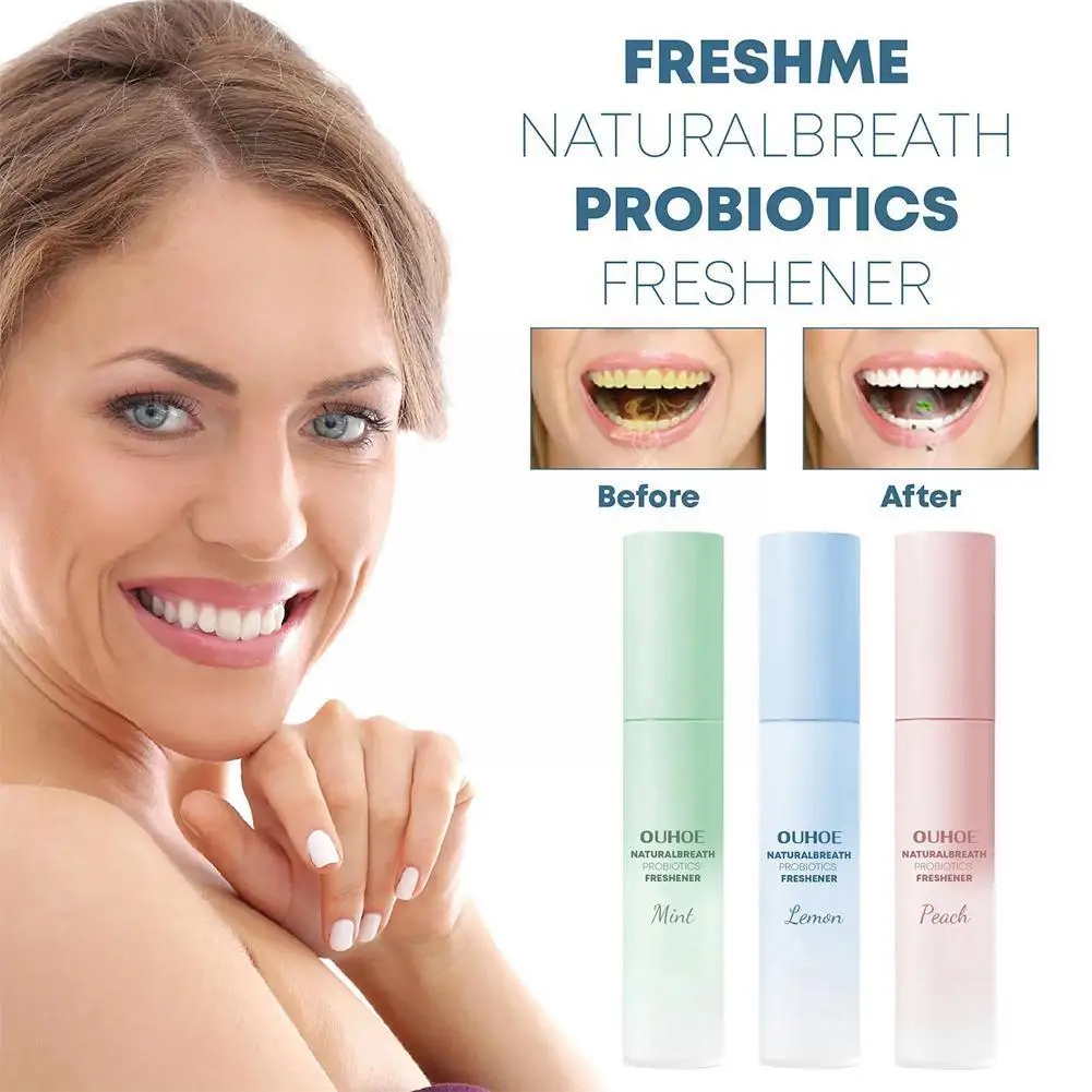 

Портативный пробиотик, освежитель дыхания, свежий рот, устраняет неприятный запах дыхания, персиковый аромат, спрей для полости рта, мятно-белый свежий Las X6T4