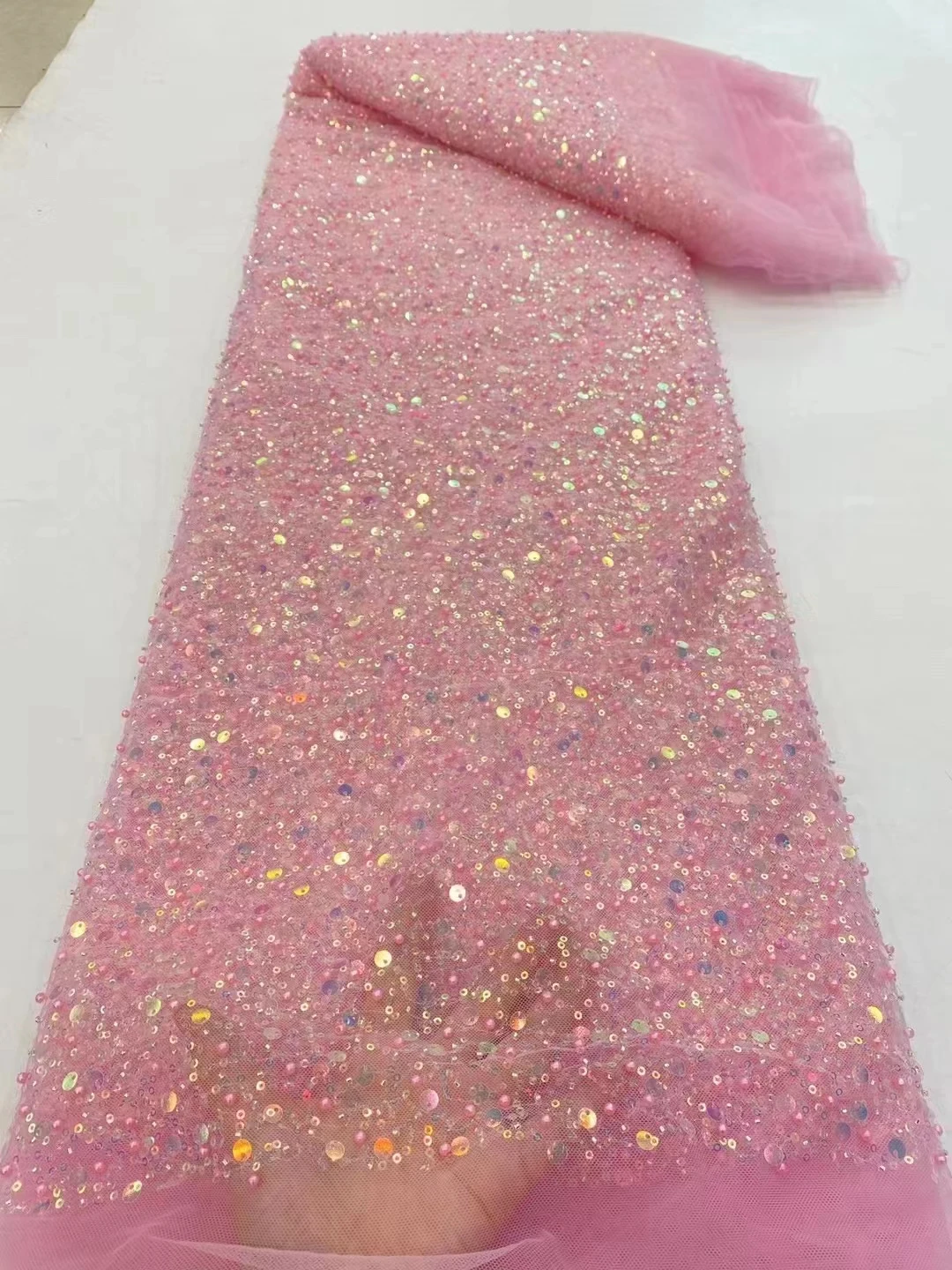 

2022 Высококачественная модная африканская Тюлевая кружевная ткань с блестками для свадебного платья вечернее шитье P1258