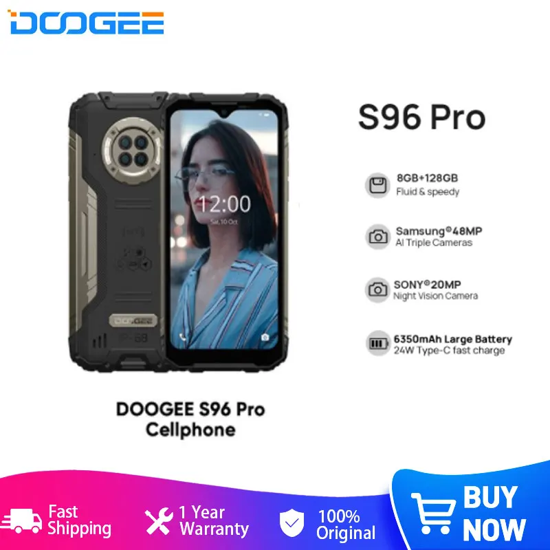 DOOGEE S96 Pro Mobile Phone Smartphone 48MP Round Quad Camera 20MP Infrared Night Vision Helio G90 Octa Core 8GB+128GB 6350mAh enlarge