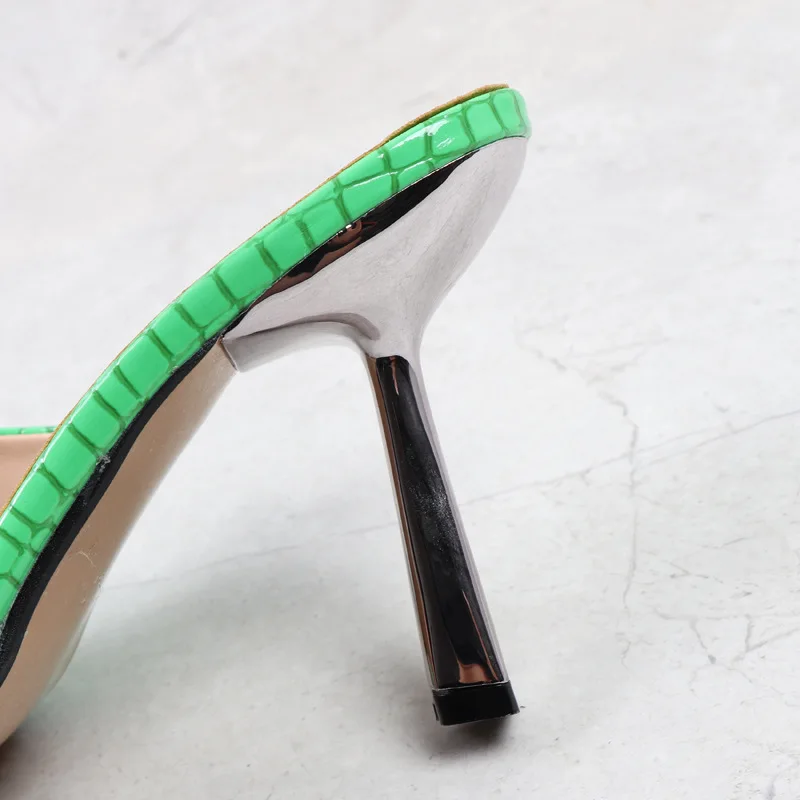 Fashion Slippers Women's High Heels 2022 Summer New Square Toe Open Toe Stiletto Sexy Women Sandals Outside Women's Shoes 9.5CM