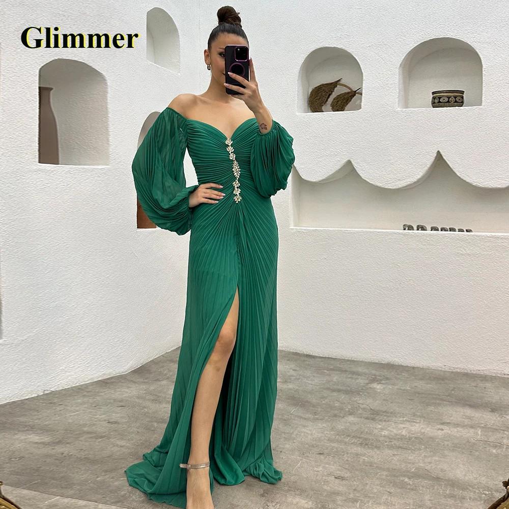 

Glimmer Off The Shoulder Evening Dresses Formal Prom Gowns Custom Made Special Occasion Vestidos Fiesta De Noche Robe De Soiree