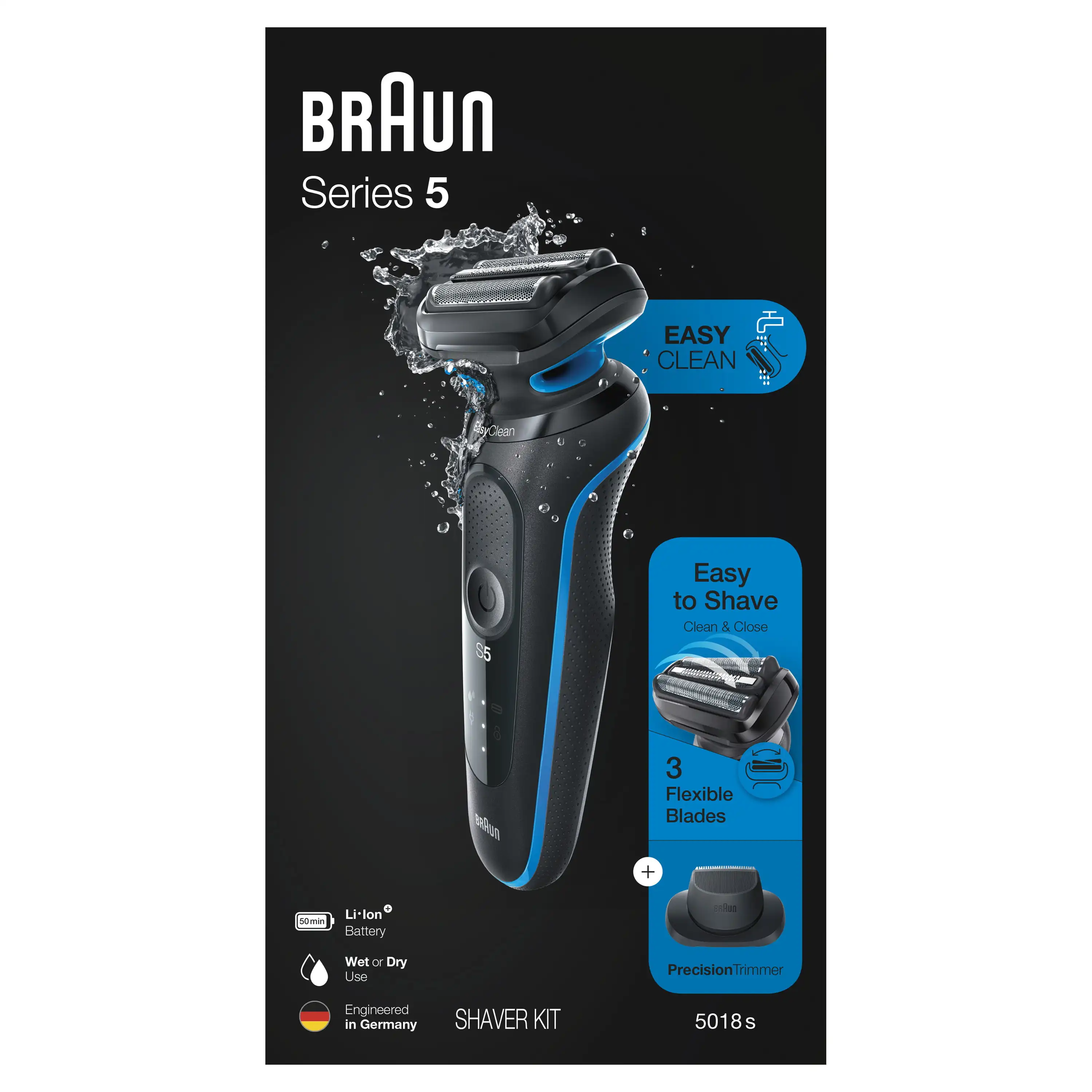 Braun Series 5 5018s Men's Wet Dry Electric Shaver with Charging Stand enlarge
