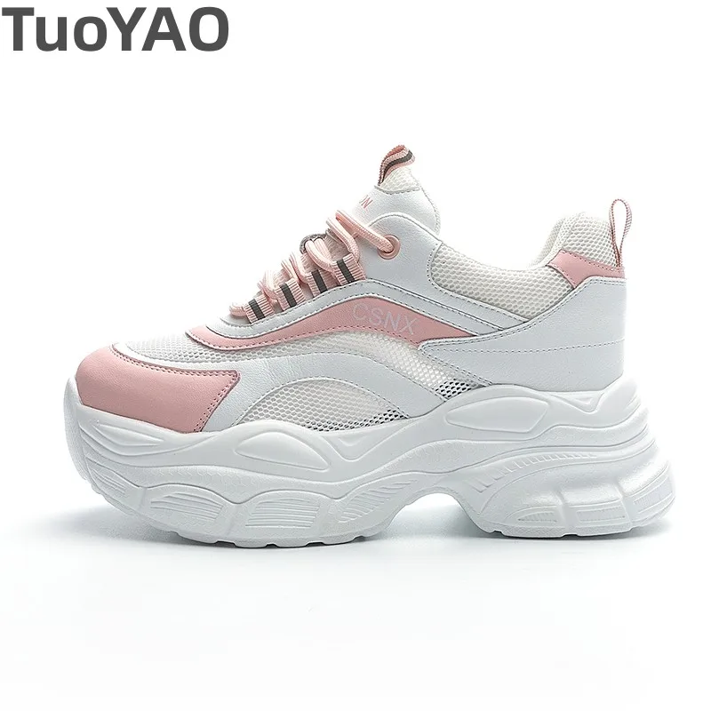 

7cm Genuine Leather Women Summer Shoes New Platform Sneakers Wedge Sandals High Heel Hollow Genuine Leather Fashion Sneakers