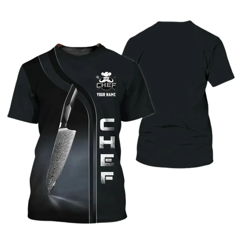Kitchen Knife Graphic T-shirt For Men Women 3D Printing Fake Chef Pattern T Shirt Summer Fashion Cosplay Costume Short Sleeves