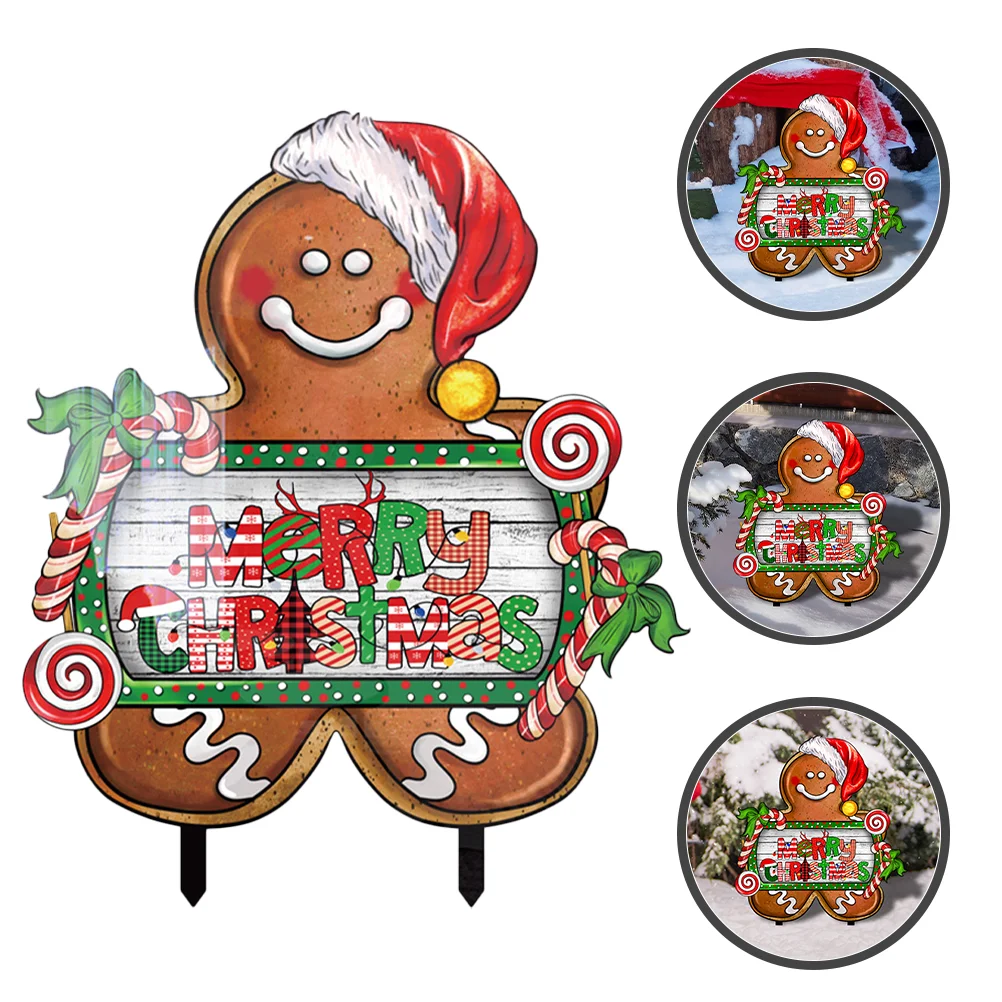

Gingerbread Man Christmas Sign Stake Yard Decorations Outdoor Gift Stakes Supplies
