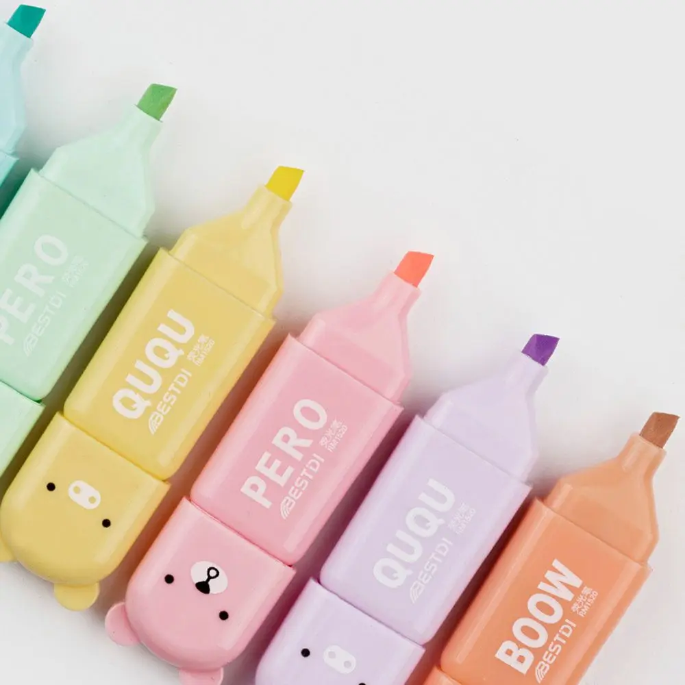 Scrapbooking Painting Cartoon Pastel Pens Gift Animals Color Ink Macaron Oblique Tip Fluorescent Pen Highlighters