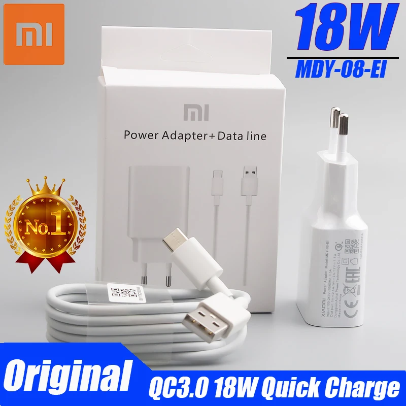 Зарядное устройство Xiaomi 18 Вт ЕС адаптер для быстрой зарядки USB Type C кабель Mi 8 9 SE t pro