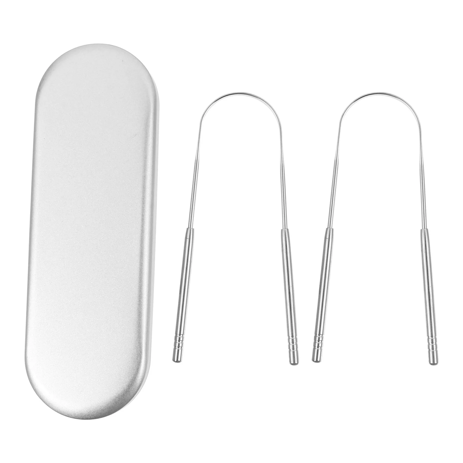 

2pcs Creative Durable U Shape Tongue Scraper Tongue Cleaning Brush with Iron Box