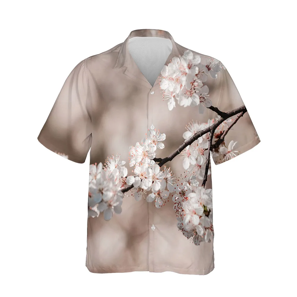 Jumeast 3D Men's Clothing Fashion Sakura Shirts For Men Casual Mens Hawaiian Shirt Short Sleeve Comfortable Streetwear Blouses