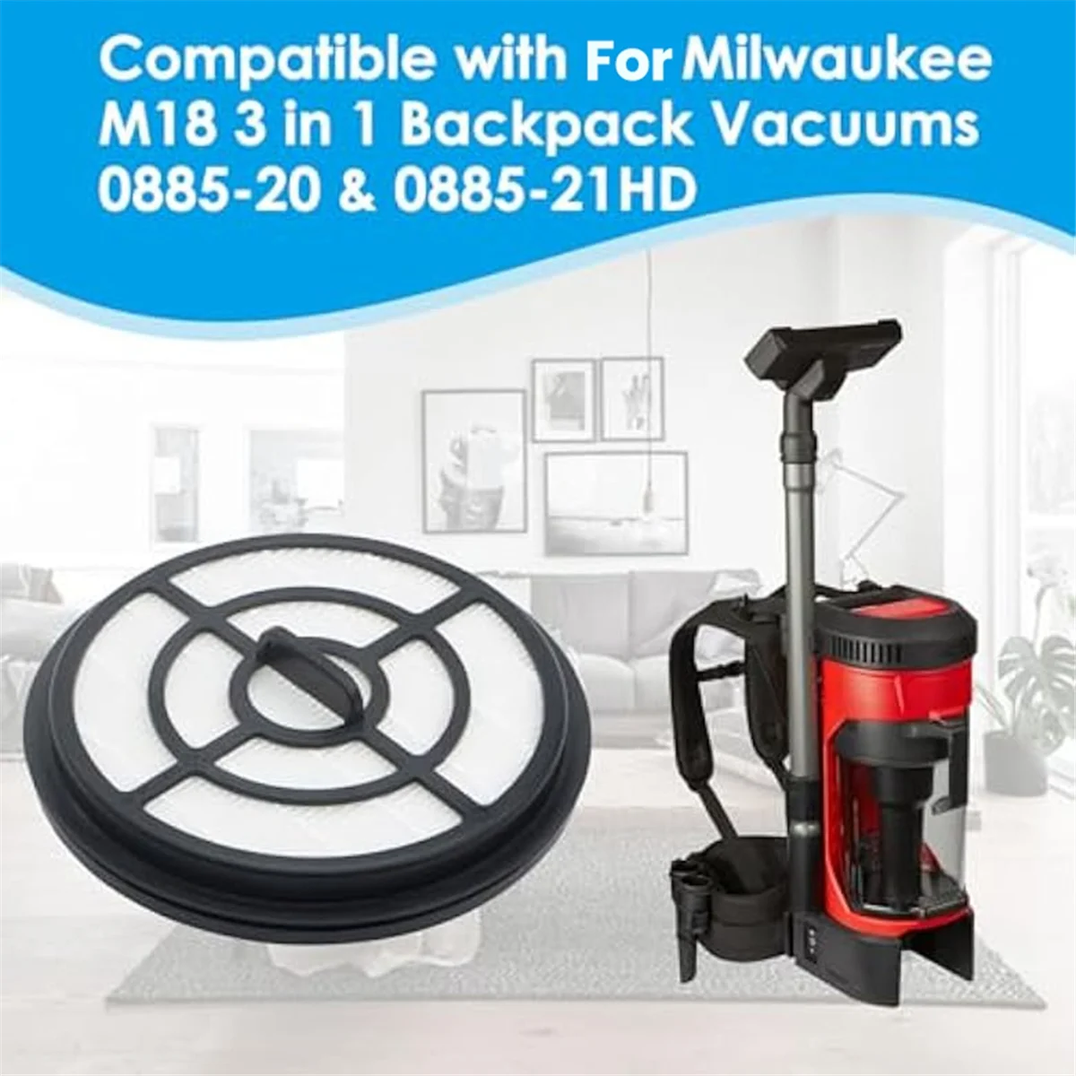 3 упаковки 49-90-1963 Сменный фильтр для Milwaukee M18 в 1 рюкзак пылесос 0885-20 & 0885-21HD