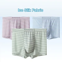 2022 summer 3pcs mens underwear underpants print ice fabric man boxer shorts moisture absorbent elastic male panties