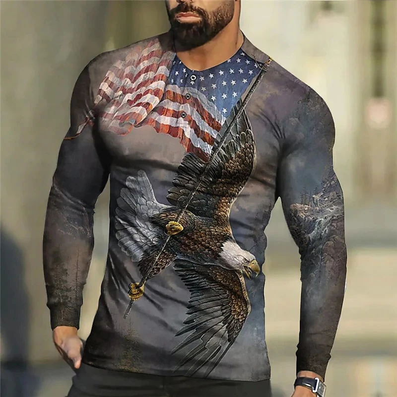 

Men's Plus Size Henley Shirt Big and Tall Graphic Henley Long Sleeve Spring & Fall Basic Fashion Streetwear Casual Sports Tops