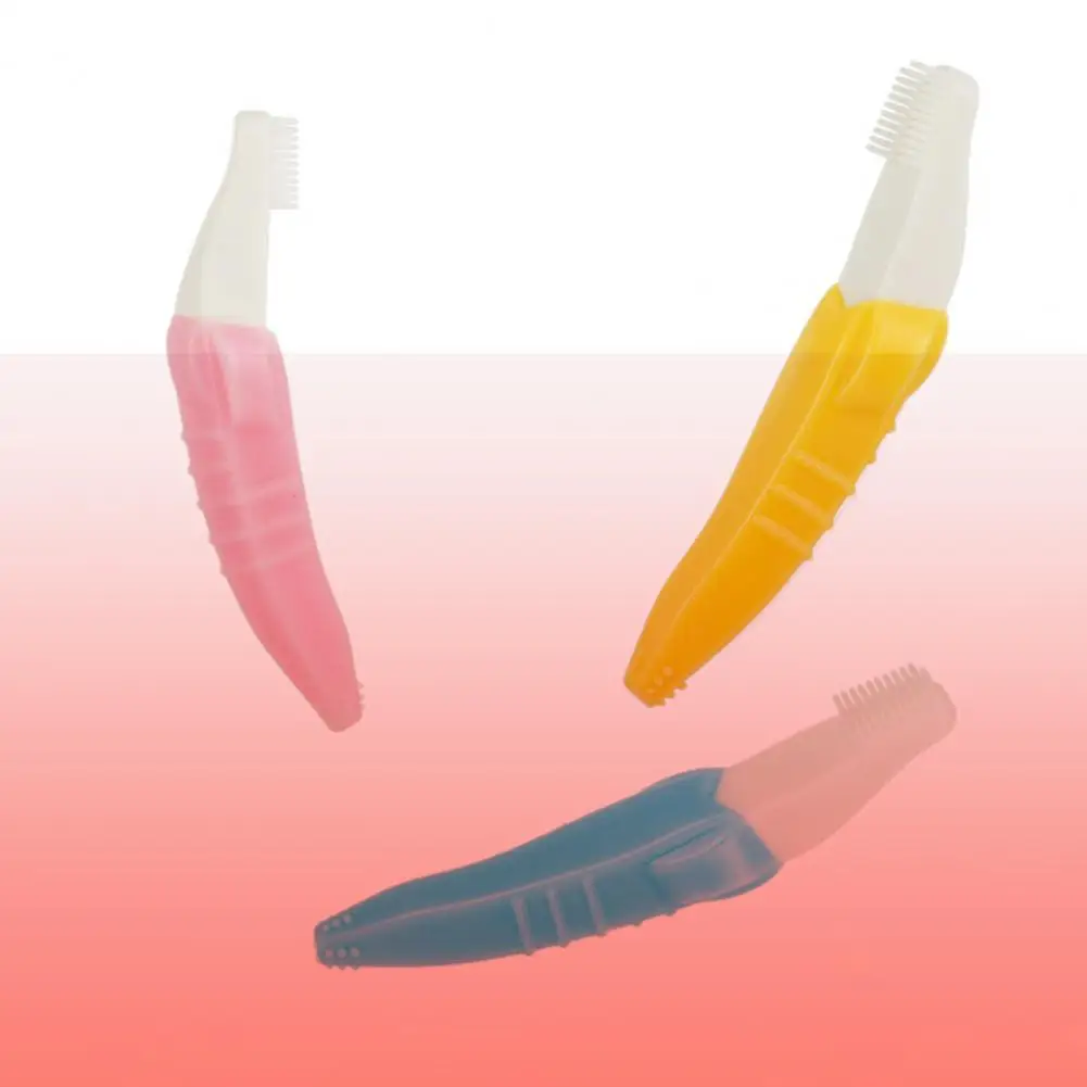 

Baby Teether Food Grade 3 Colors Heat Resistant All-purpose Reliable Cartoon Baby Teether Baby Toothbrush for Kids