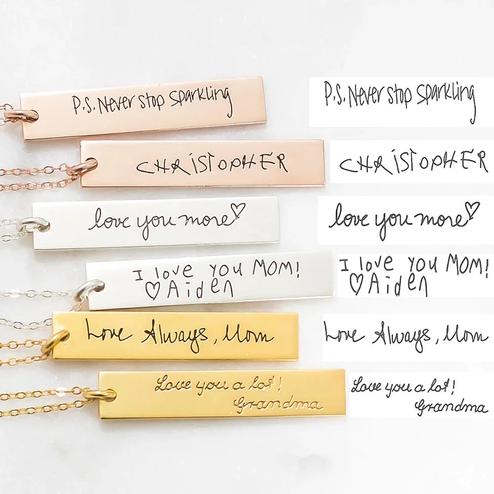 

Personalized Name Plate Necklace For Women Stainless Steel Handwriting Handmade Signature Fashion Choker Chain Necklaces Jewelry