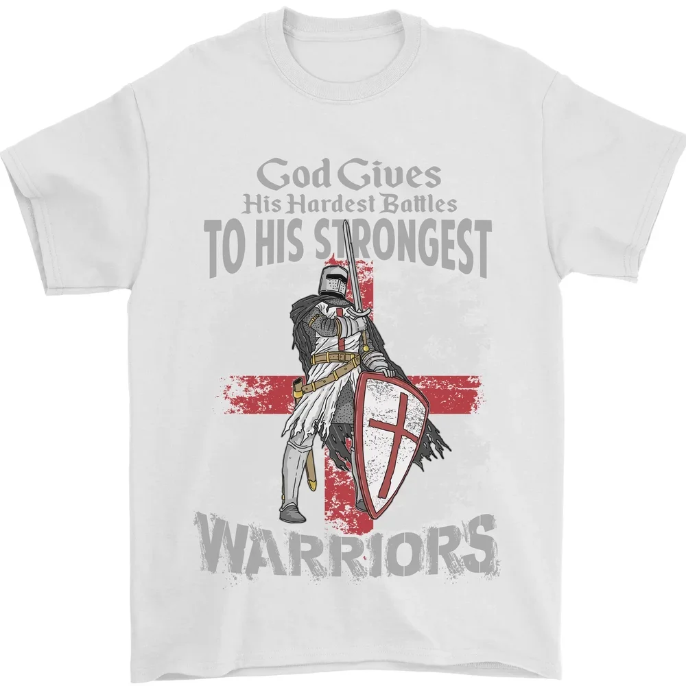 Футболка St Georges Day Knights Templar Warriors 100% хлопок с круглым вырезом летняя повседневная