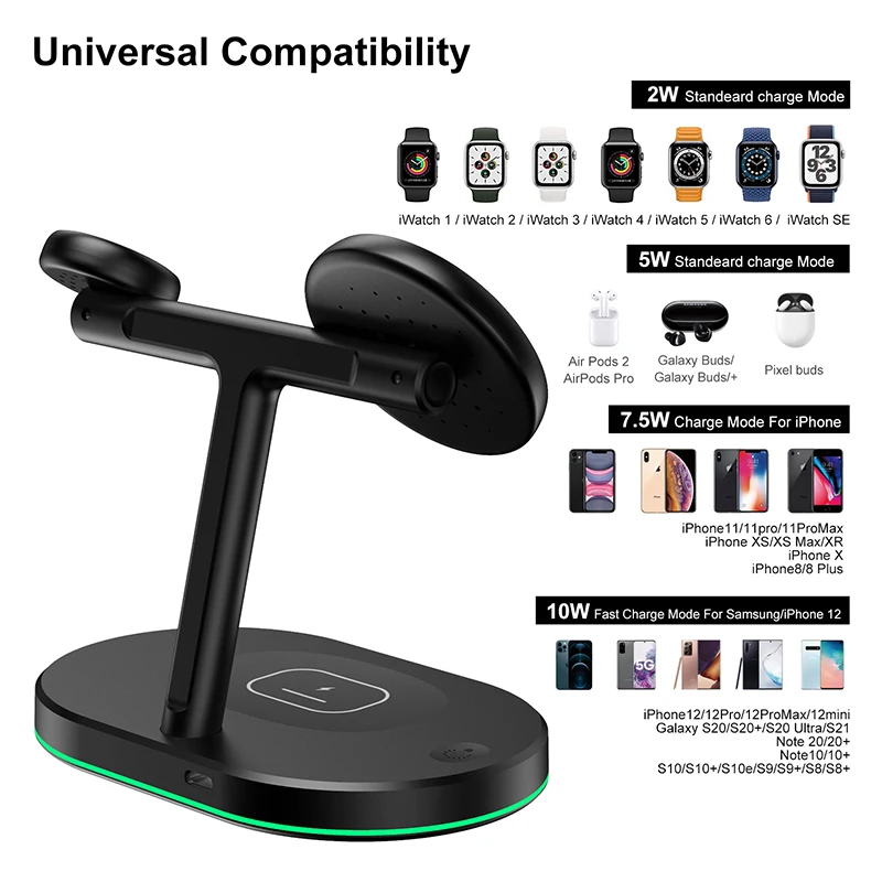 Беспроводное зарядное устройство 3 в 1 Совместимо с мобильными телефонами