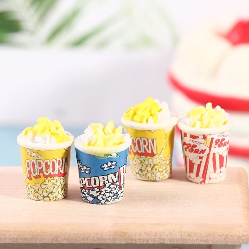 

4pcs Dollhouse Miniature Cute Mini Popcorn Pretend Play Doll House Kithcen 1/6 1/12 Food For DollHouse Blyth Barby Accessor Toy