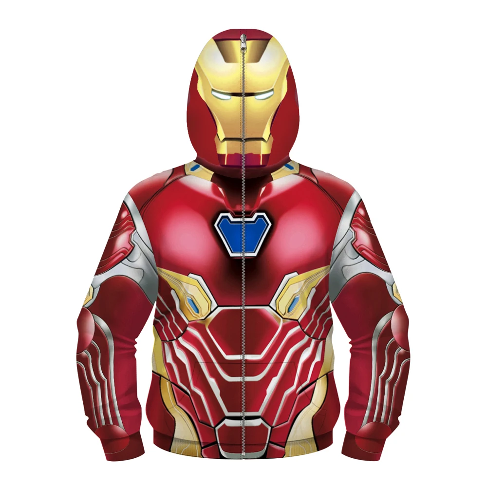 

Kids 3D Cosplay Costume Kids Zipper Hoodies Coats Face Cover Zipper Outwear