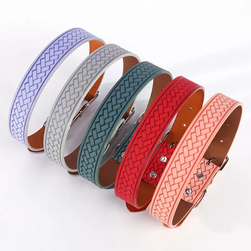 

Cat Dog Adjustable Collar For Small Medium Dogs Heavy Duty Clip Buckle Pet Collars Strap PU Leather Cats Necklace Pet Supplies