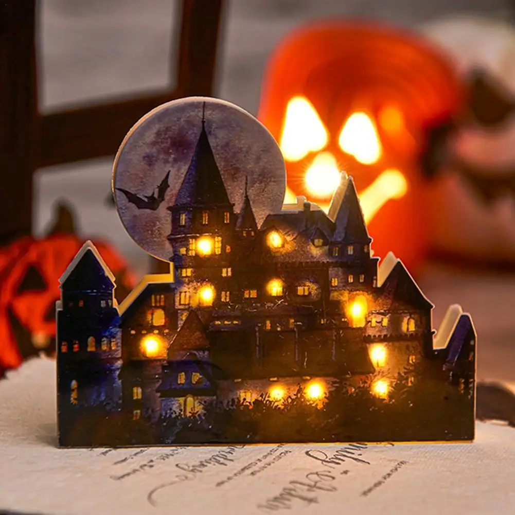 

Светящиеся украшения в виде замка, Рождественский семейный декор для стола S0s7