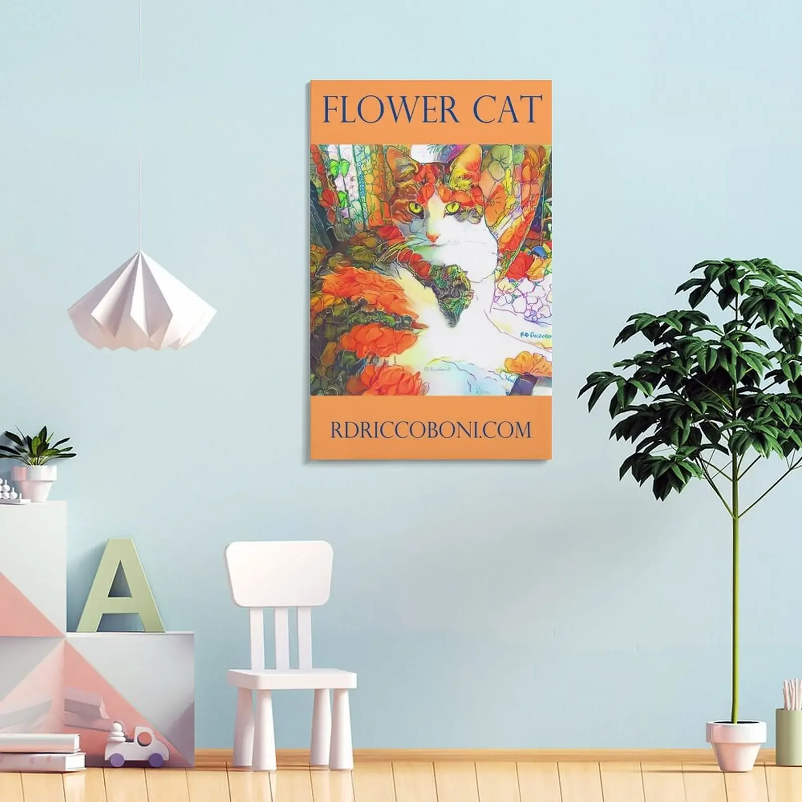 Картина &quotЦветочный кот&quot RD Riccoboni печать на холсте