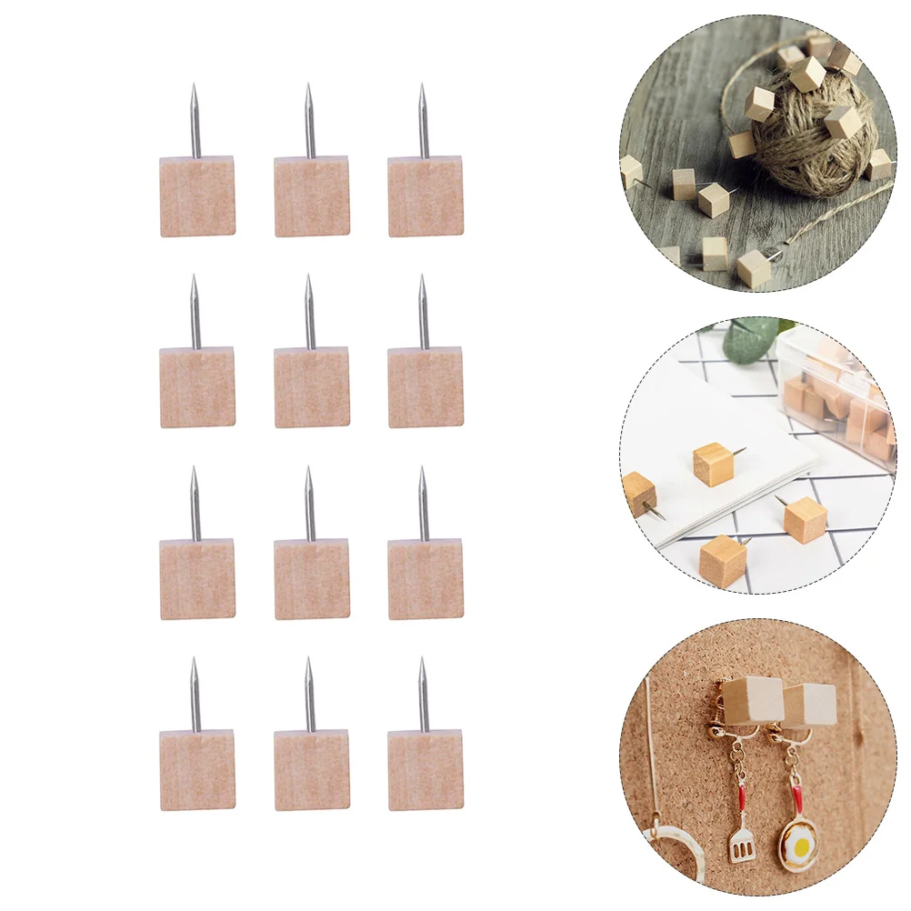 

50 Pcs Wooden Head Push Pin Diy Decorative Thumbtack Pin Wooden Pushpin