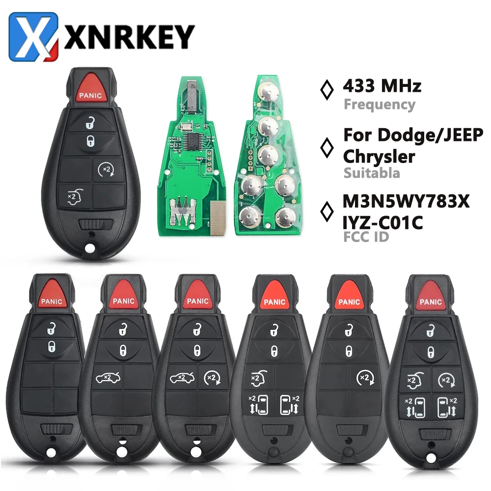 

XNRKEY Remote Key For Chrysler Town & Country Jeep Grand Cherokee For Dodge Caliber Journey M3N5WY783X IYZ-C01C 433Mhz 2008-2010