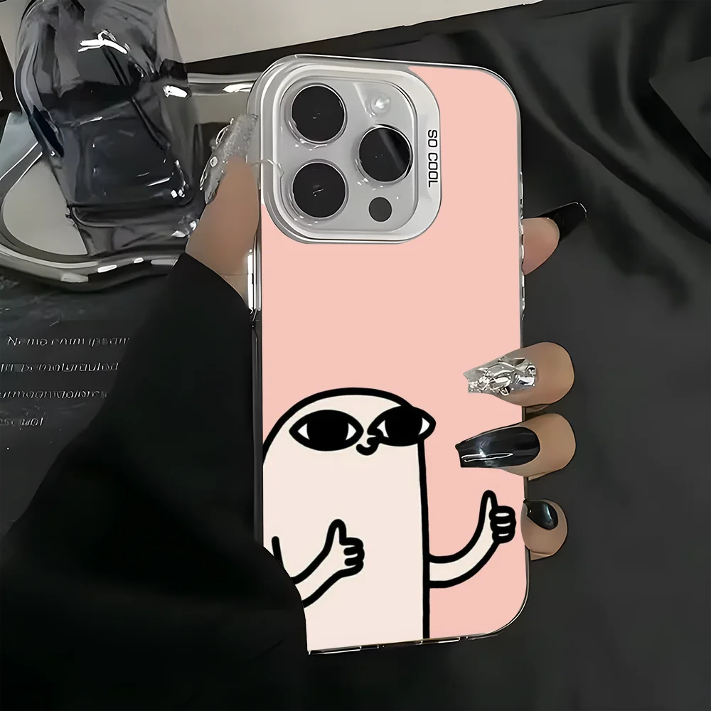 Забавный чехол для телефона K-Ketnipz Bean iPhone 16 15 14 13 12 11 Pro Max белый матовый лазерный