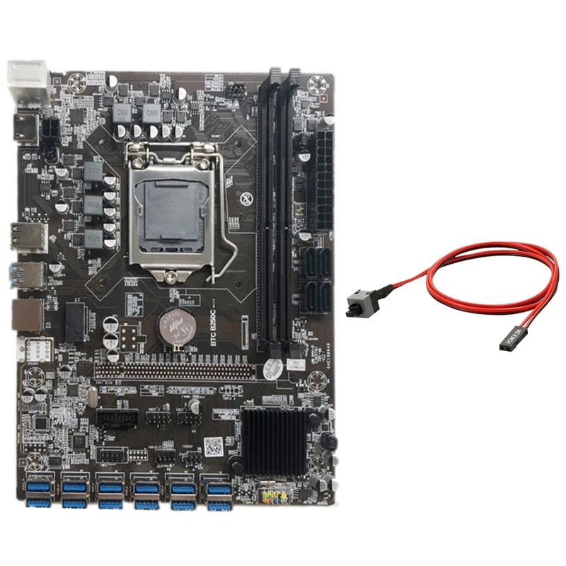 

Miner Motherboard B250C BTC for CPU Set 12 Video Card slot support LGA 1151 DDR4 Memory SATA3.0 USB3.0 Low Power