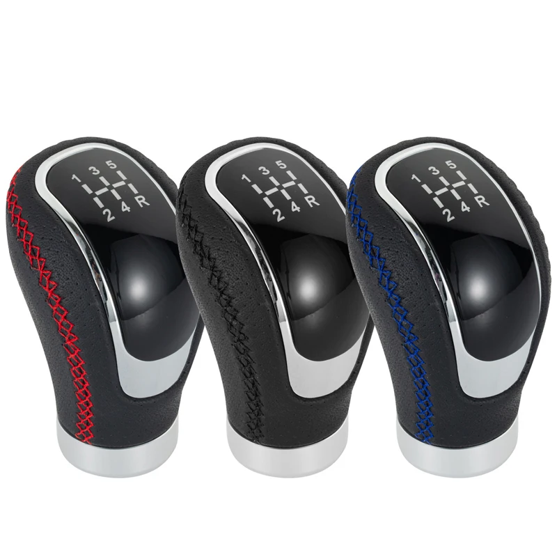 

Universal Car Gear Shift Knob Gear Stick 5/6 Speed Manual Shifter Lever Head Adapter Black Red Line Stitche PU Leather