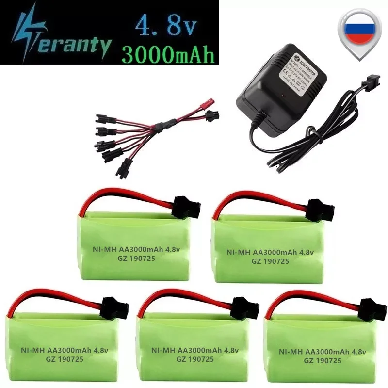 

NEW2023 (SM Plug) Ni-MH 4.8v 3000mah Battery + USB Charger For Rc toys Cars Tanks Robots Boats Guns 4* AA 4.8v Rechargeable Batt