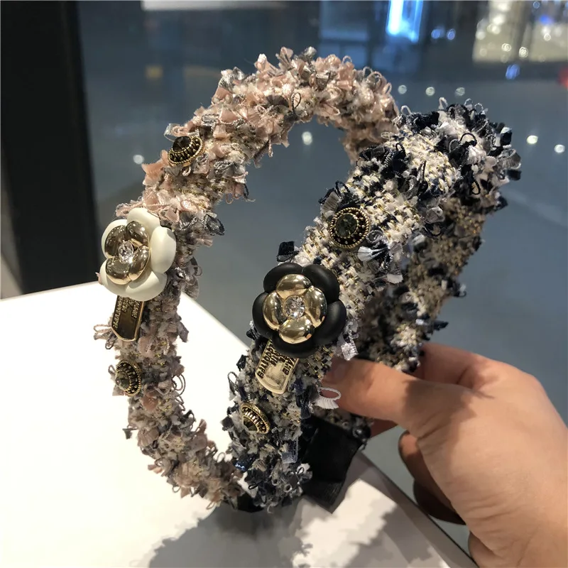 

temperament floral hair hoop small fragrant mountain camellia pearl hair clip girl's head hoop hair ornament