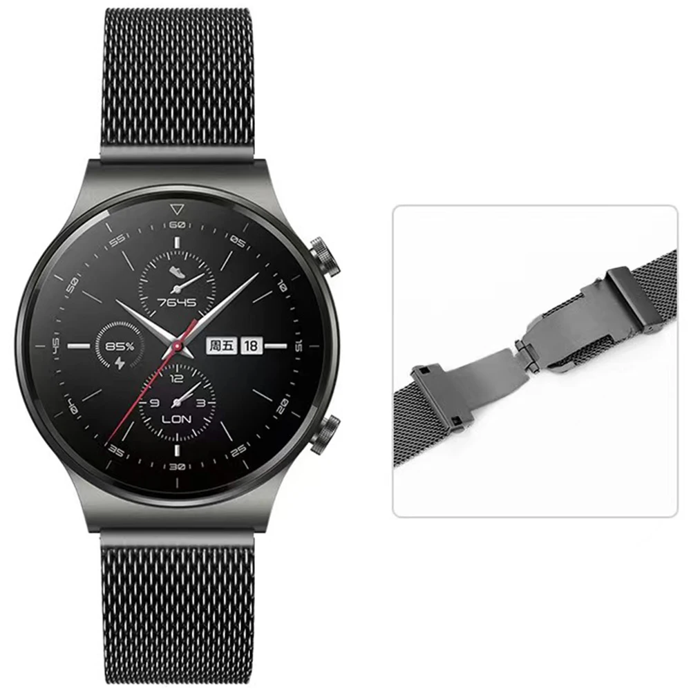 

Ремешок «Миланская петля» для Samsung Galaxy Watch 3/4/5/Active2/Huawei Watch GT2, браслет с металлической застежкой-бабочкой для Amazfit GTR, 22 мм 20 мм