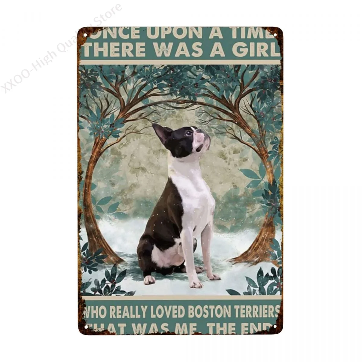 

French Fighting Dog Metal Tin Sign,Who Really Loved Boston Terriers Retro Poster Garage Kitchen Wall Plaque Home Decor Caf