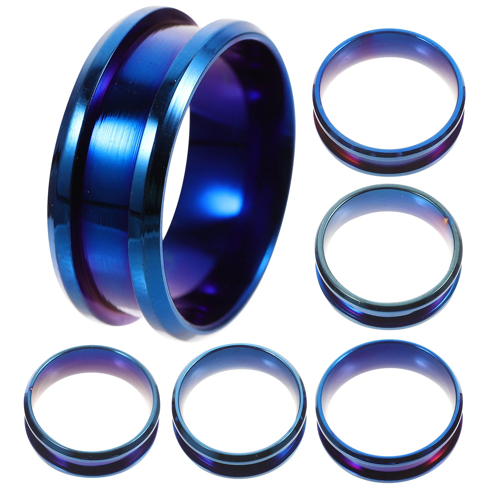 

6pcs Ring Blanks Grooved Plain Finger Ring Stainless Steel Finger Ring Jewelry Making