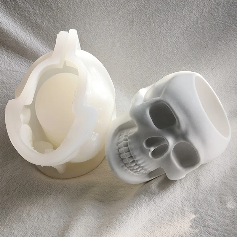 

Skull Shape Flowerpot Cement Mold Halloween Storage Box Resin Craft Silicone Molds DIY Candle Jar Plaster Mould Home Art Decor